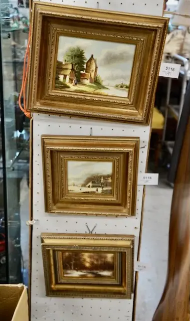 3 small oil paintings signed