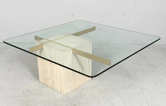 Artedi travertine coffee table / side table, Italy, 1970s.