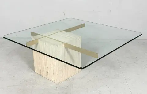Artedi travertine coffee table / side table, Italy, 1970s.