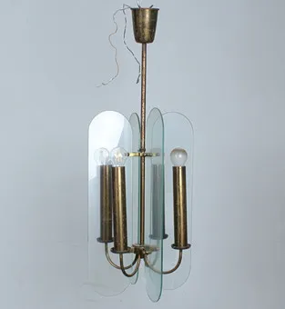 Pendant lamp made of metal and glass.