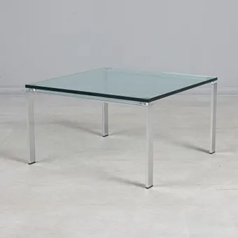 NORMAN FOSTER. Walter Knoll. Sofabord / sidebord, model 'Foster 500', stål, glas, 2000'erne, Tyskland.