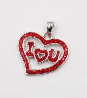 Herzanhänger, 925er Silber, besetzt mir roten Steinen, 2,7gr., L-2,5cm