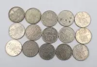 1 क्रोना सिक्के, राजा गुस्ताव VI एडोल्फ, स्वीडन, कुछ चांदी (40% मात्रा), लगभग 1962 से 1973