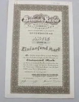 Heinrich Kaiser Waggonbau und Maschinenfabrik Aktiengesellschaft 股票，1923年