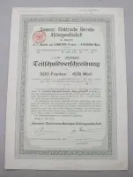 "Siemens" Elektrische Betriebe Aktiengesellschaft का 1912 का 500 फ़्रैंक (= 405 मार्क) आंशिक बांड, छिद्रित