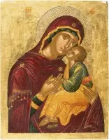 ANGELOS AKOTANTOS | Icono muy fino con la Madre de Dios Glykophilousa