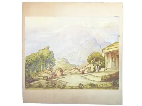 Heinz Grete - Scenedesign bjerglandskab, 1942
