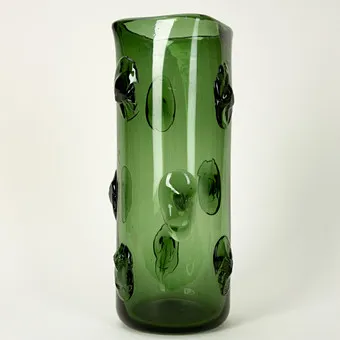 大型杆状花瓶，带凸点熔饰，意大利，1960年代。