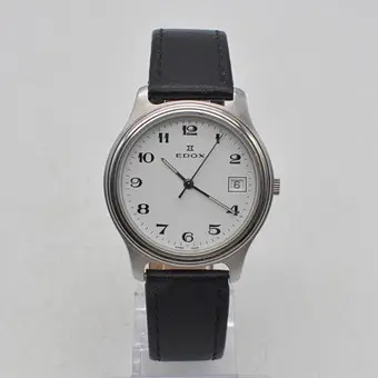 Edox, model 70076, Swiss Made, daydate, 3 ATM, rustfrit stål, daydate-visning, vintage.