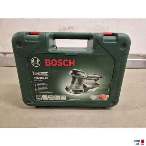 Șlefuitor excentric Bosch PEX 300 AE cu valiză pentru scule