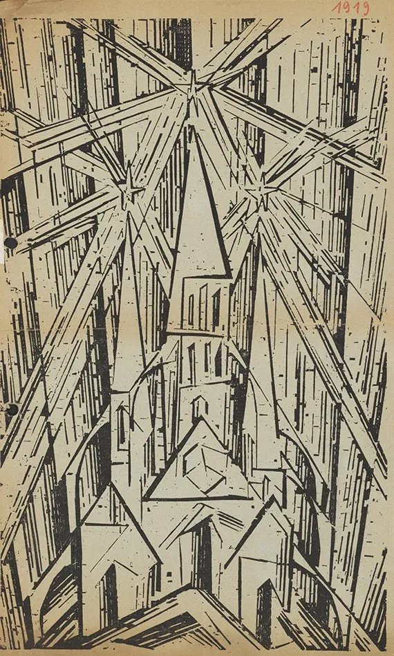 Lyonel Feininger，魏玛国立包豪斯项目。附L. Feininger原创木刻《大教堂》