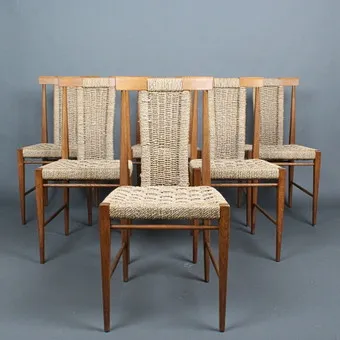 رودولف فرانك (1898-1974) لشركة Lucas Schnaidt، Steinheim/Murr، ستة كراسي طعام، الطراز 5810، تصميم نحو 1962