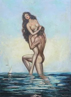 佚名艺术家。'裸体',布面油画。