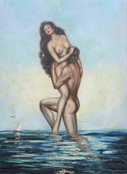 فنان غير معروف. 'عارية'، زيت على قماش.