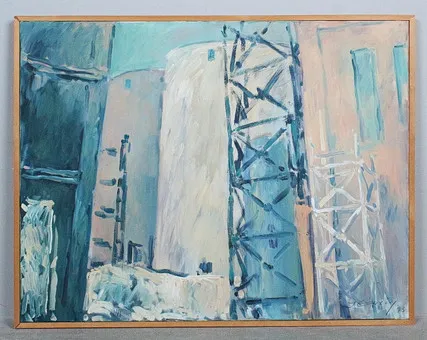 UKENDT KUNSTNER. 'Factory Site I', akryl på lærred, signeret.