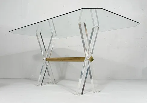 Tavolo da pranzo Hollywood Regency/plexiglas, Germania, anni 1980.