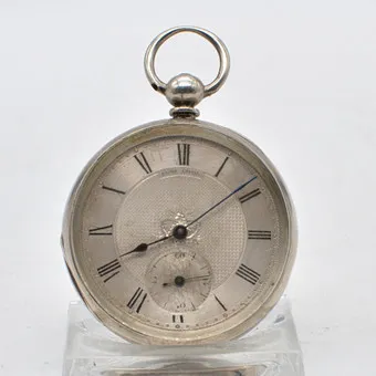 BAUME GENEVE (B&L), taskukello, savonette, hienoa hopeaa (leimattu), kaiverrettu kellotaulu, noin 1850-1870.