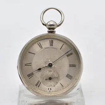 BAUME GENEVE (B&L), lommeur, savonette, fint sølv (punseret), ciseleret urskive, omkring 1850-1870.