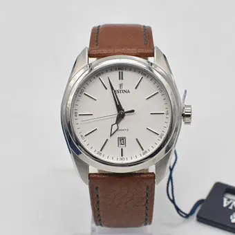 Festina, cuarzo, "F16777/1", reloj de pulsera, acero inoxidable cepillado, indicación daydate, contemporáneo