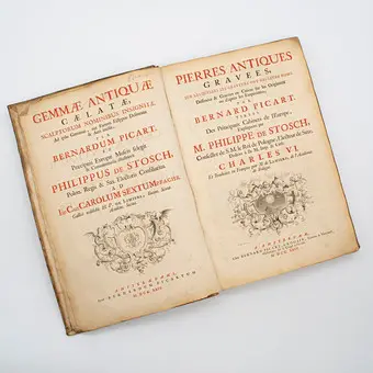 Bernard Picart e M. Philippe de Stosch, Pierres antiques gravées, libro antico, Amsterdam, 1724, in latino e francese.