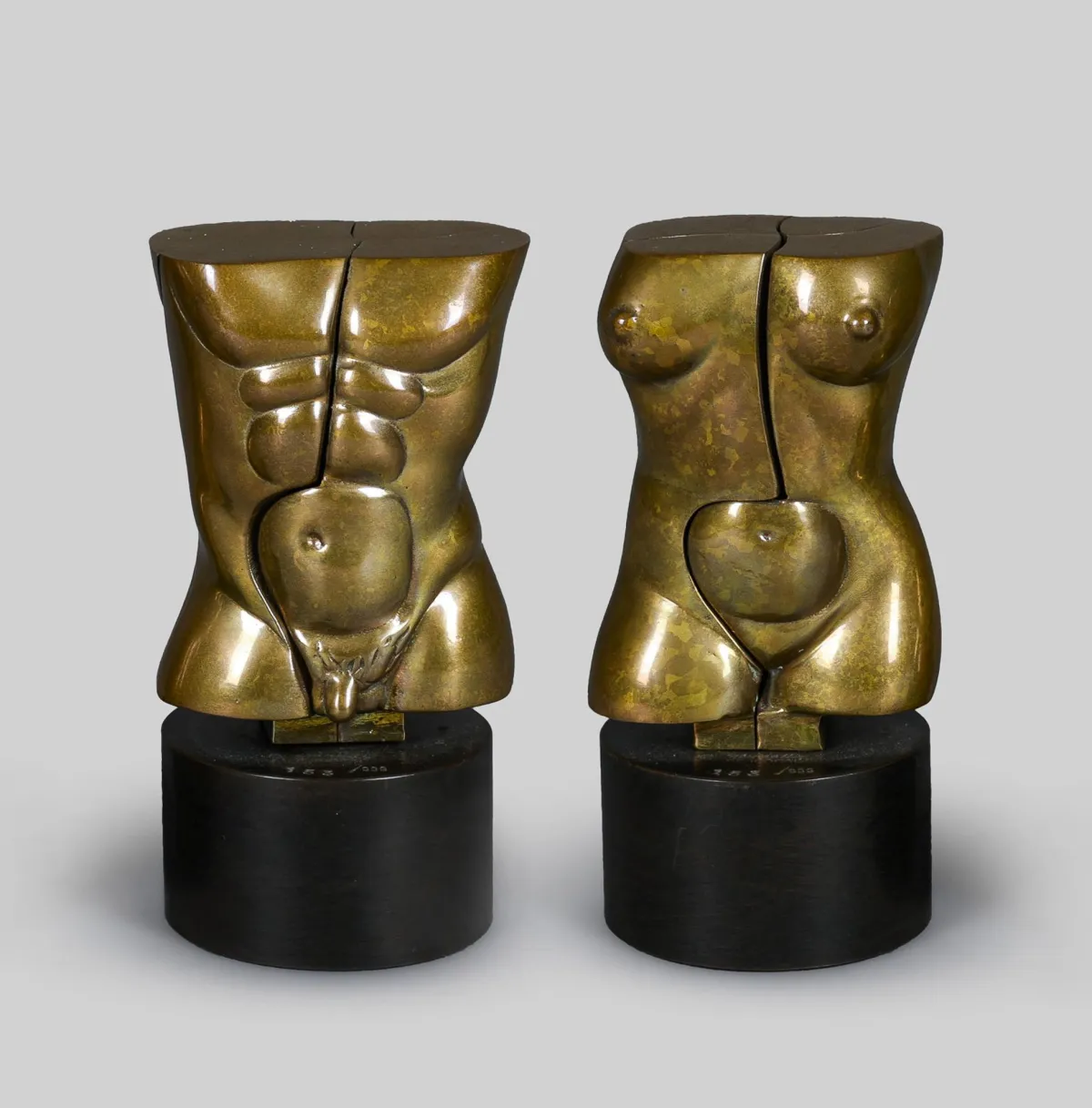 Miguel Berrocal，均有签名，阿尔盖达斯 1933 – 2006 安特克拉，《Otto y Otra》，两件青铜，部分抛光，各 153/999，Venturi 铸造厂印记…