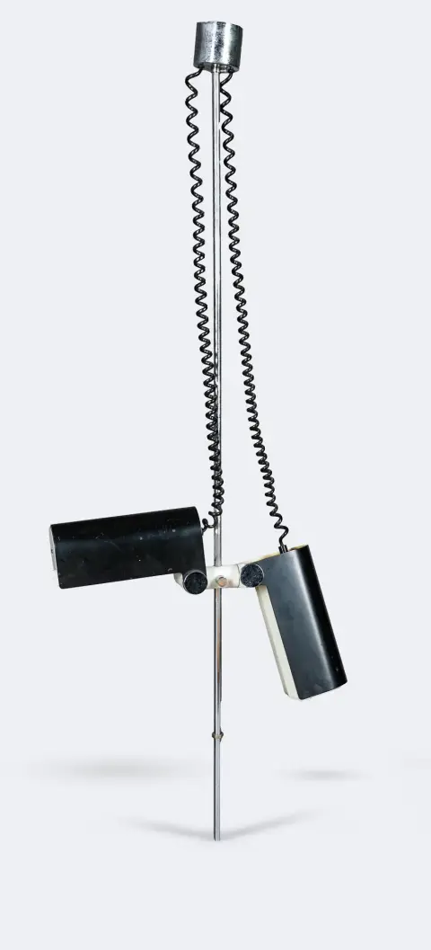 Wilhelm Braun-Feldweg, za Doria-Werke Walter Donner GmbH & Co. KG, Fürth, stropna svjetiljka, dizajn 1969, metal, kromiran odnosno…