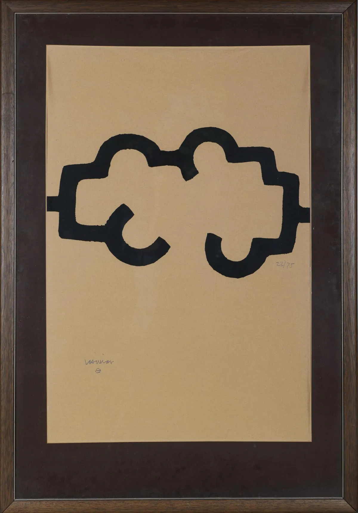 Eduardo Chillida，左下角手签，圣塞巴斯蒂安 1924 – 2002 同地，《Lurrak》，色调纸上丝网版画，22/75，74,5 x 49 厘米，起皱…