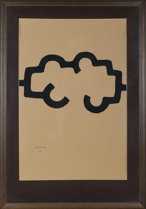 Eduardo Chillida, rukom potpisano dolje lijevo, San Sebastian 1924. – 2002. isto, „Lurrak“, sitotisak na toniranom papiru, 22/75, 74,5 x 49 cm, valovito