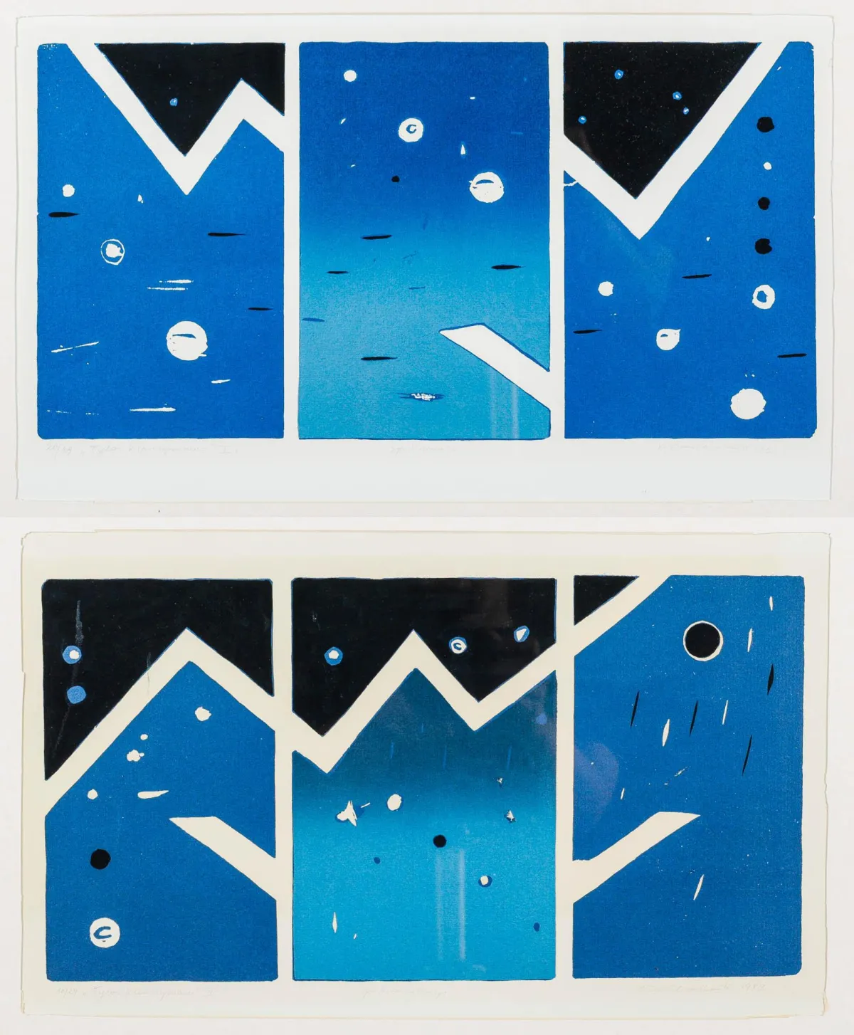 Viktoria Danilianskaite，手签，日期1992及(19)91，生于1951年，活跃于立陶宛，《Tylos Klausymasis I 和 II》，各有题名