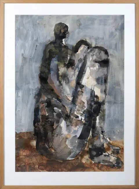 Sebastian Heiner, signé en bas à gauche, daté 1998, Berlin 1964 – actif dans cette ville, « Figuren », aquarelle, 98 x 68 cm