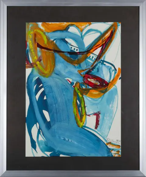 Heiko Herrmann, signé en bas à droite, daté (19)86, Schrobenhausen 1953 – actif à Munich, « o.T. », aquarelle et gouache, 44 x 31 cm (feuille)