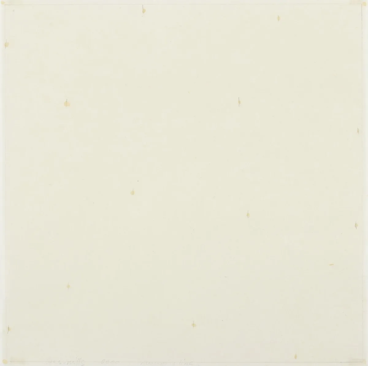 Wes Mills，签名并标注日期 2000，Tucson 1960 – 活跃于新墨西哥州，《Moving line》，有标题，胶粘剂和铅笔绘于涂底纸上，20 x 20 厘米，胶带残留 (42173-1)