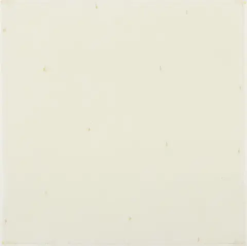 Wes Mills, signé et daté 2000, Tucson 1960 – actif au Nouveau-Mexique, « Moving line », titré, colle et crayon sur papier apprêté, 20 x 20 cm, résidus de ruban adhésif