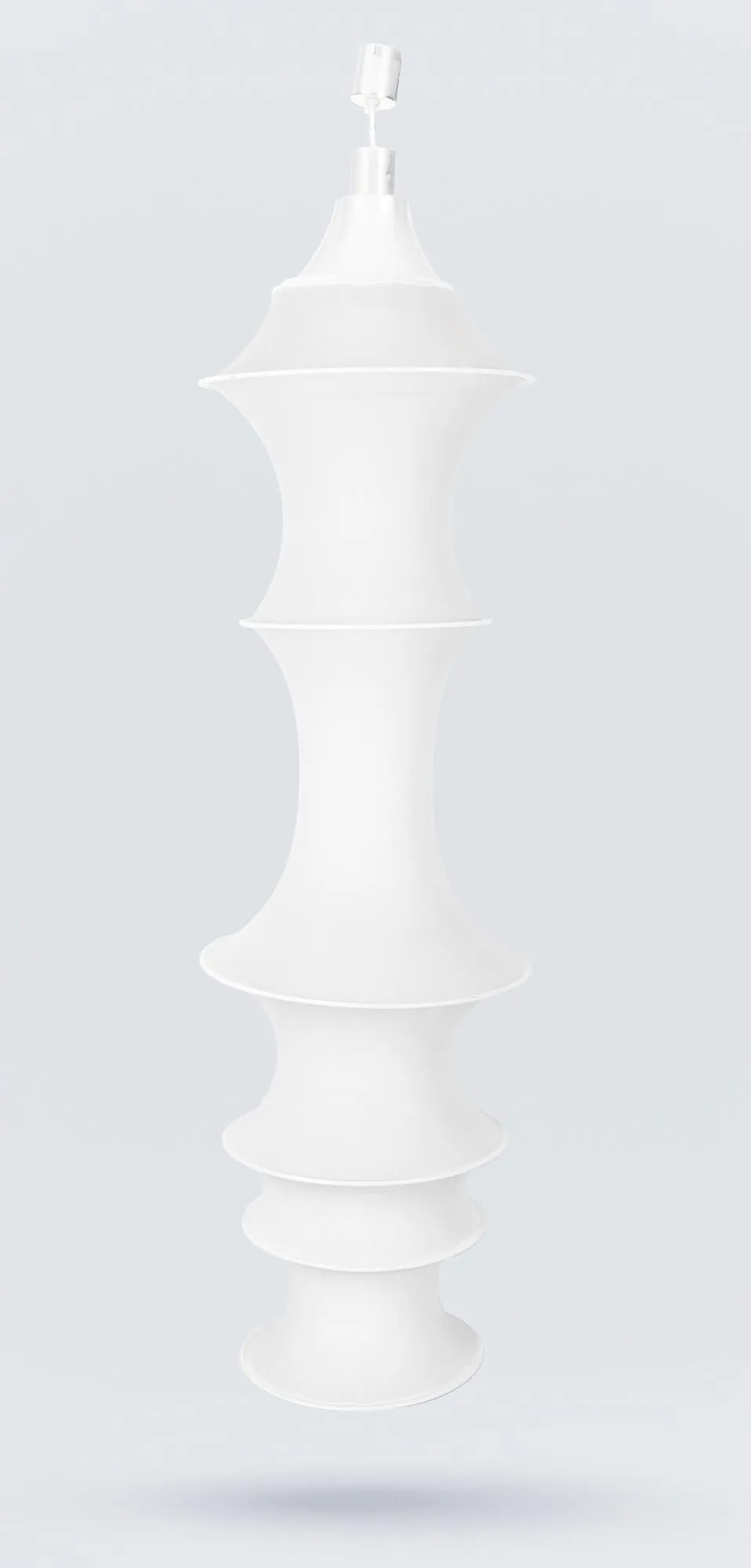 Bruno Munari，吊灯“Falkland”，金属，织物罩，H = 175 cm，罩面带孔 (42106-4)