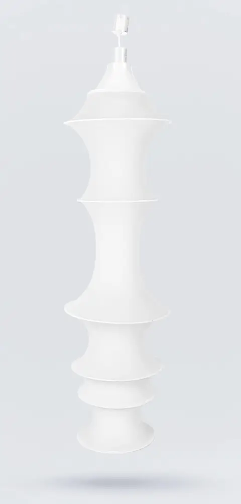 Bruno Munari, riippuvalaisin ”Falkland”, metalli, kangaspäällyste, H = 175 cm, päällysteessä reikiä (42106-4)