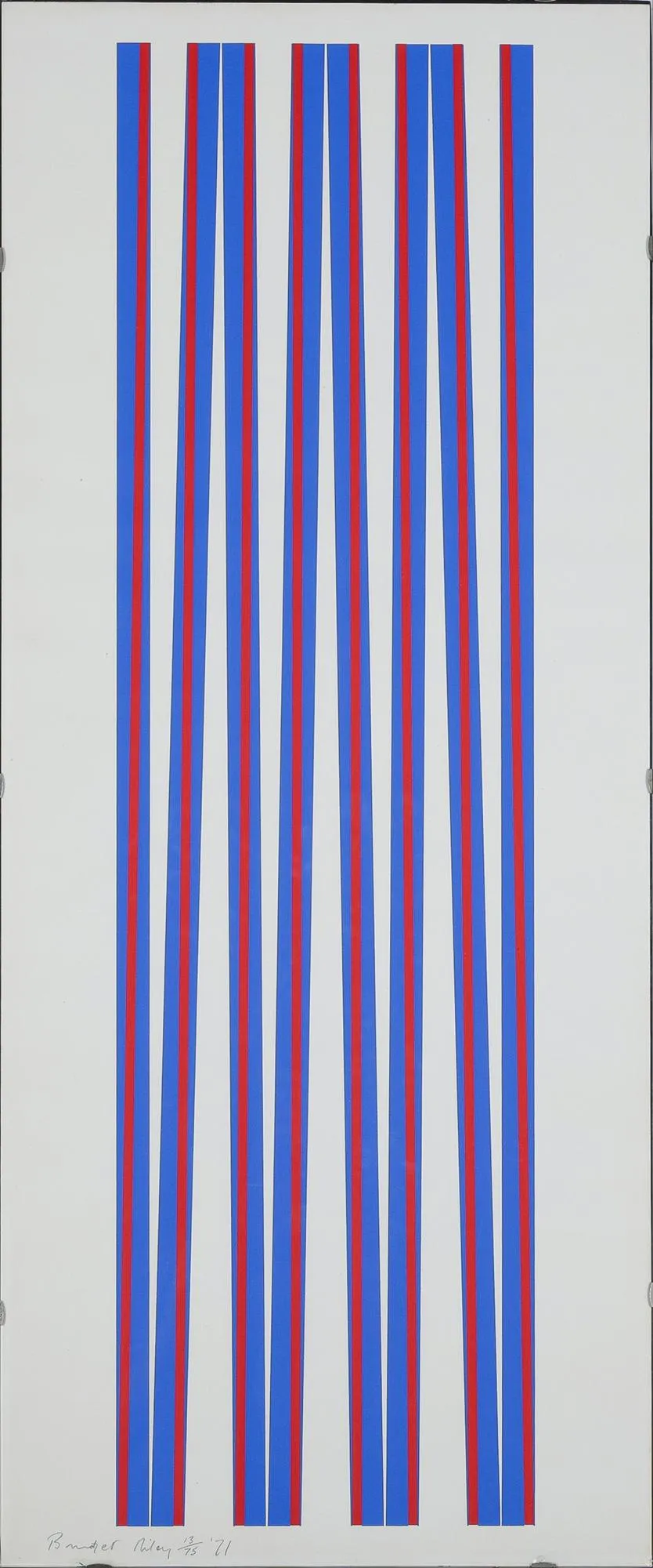 Bridget Riley，左下角手签，日期 (19)71，West Norwood 1931 – 活跃于伦敦，《Elongated Triangles I》，彩色丝网版画，13/75，96,5 x…