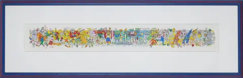 James Rizzi, handgesigneerd linksonder, gedateerd rechtsonder 1992, New York City 1950 – 2011 aldaar, "Once upon a time in a land of make believe", getiteld,…