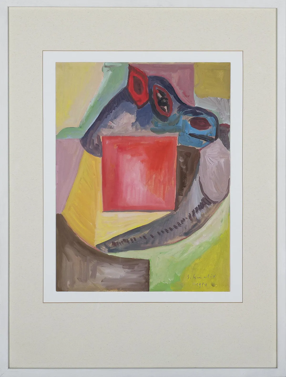 Hubert Schmalix，右下签名，日期1984，Graz 1952 – 2005 洛杉矶，《o.T.》，水粉，50 x 38,3 cm
