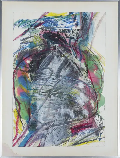 Walter Stöhrer, linksboven handgesigneerd, gedateerd dec. (19)77, Stuttgart 1937 – 2000 Taarstedt, “zonder titel”, gemengde techniek over ets, 56 x 39,5 cm