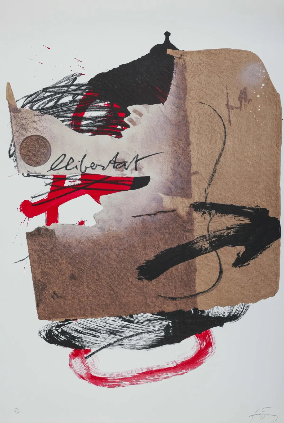 安东尼·塔皮埃斯，右下角手签，巴塞罗那 1923 – 2012 同地，《La Libertat》，彩色石版画，241/300，75 x 57,5 厘米，无框