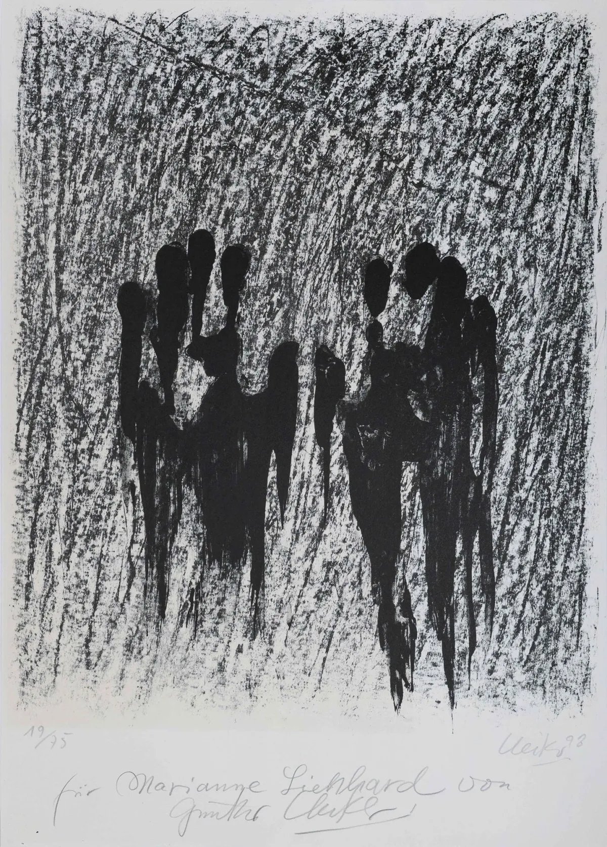 Günther Uecker, r.u.handsig., dat. (19)93, Kuhlen-Wendorf 1930 – 2025 Düsseldorf, „Waldshut“, Lithographie, 19/75, Blindstempel Erker…