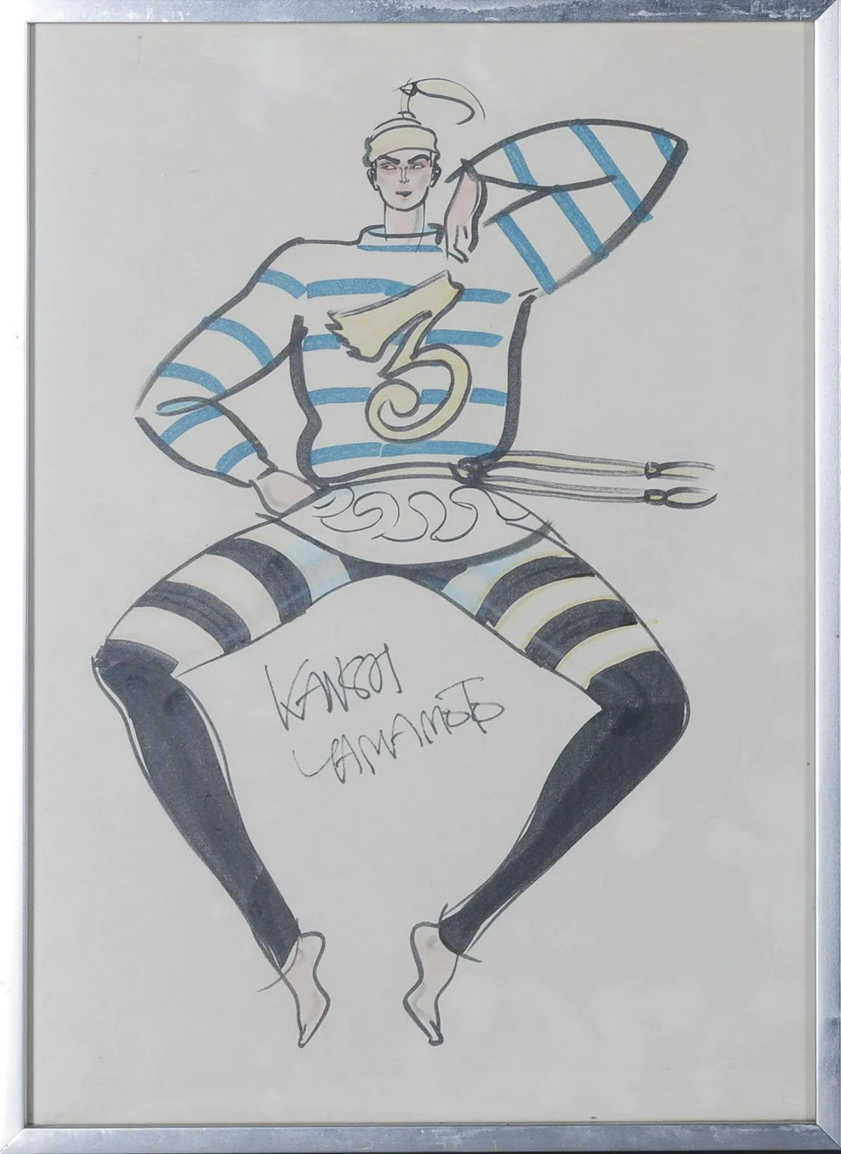Kansoi Yamamoto，各签名，Yokohama 1944 – 2020 同地，《时装素描》，四幅毡尖笔画，45 x 31 cm 至 50,5 x 32,5 cm，…