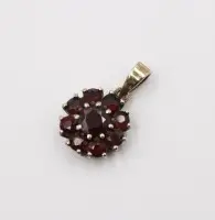 Granatanheng, sterling, forgylt, 2,2 g, L 2 cm