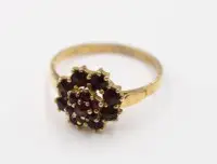 830 sølvring, granat, forgylt, 2,8 g, str. 59