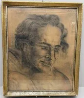 古典大师素描,男子肖像,带框/玻璃,框尺寸 41x34 厘米