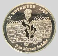 纯银纪念章1000“Die Mauer bricht”1989年11月1日，带盒，未流通，直径3.5厘米，18.8克