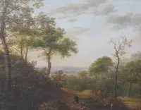 匿名古典大师《牧羊群风景》，木板油画，装框，RG 40 x 46 cm