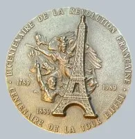 कांस्य पदक, क्रांति के 200 वर्ष, 1789-1989, फ्रेंच में अंकित, व्यास-7.3 सेमी