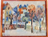 Heinz Glüsing（1920 - 2013），1971年汉堡艺术家，房屋景观，油画