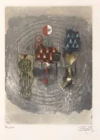 Johnny FRIEDLAENDER(1912-1992),无题,彩色蚀刻版画,编号72/135,带框/玻璃,框尺寸41.5 x 31厘米